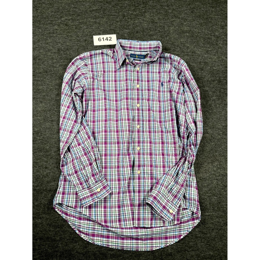 Ralph Lauren Performance Shirt Mens Medium Multicolor Plaid Collared Button Down